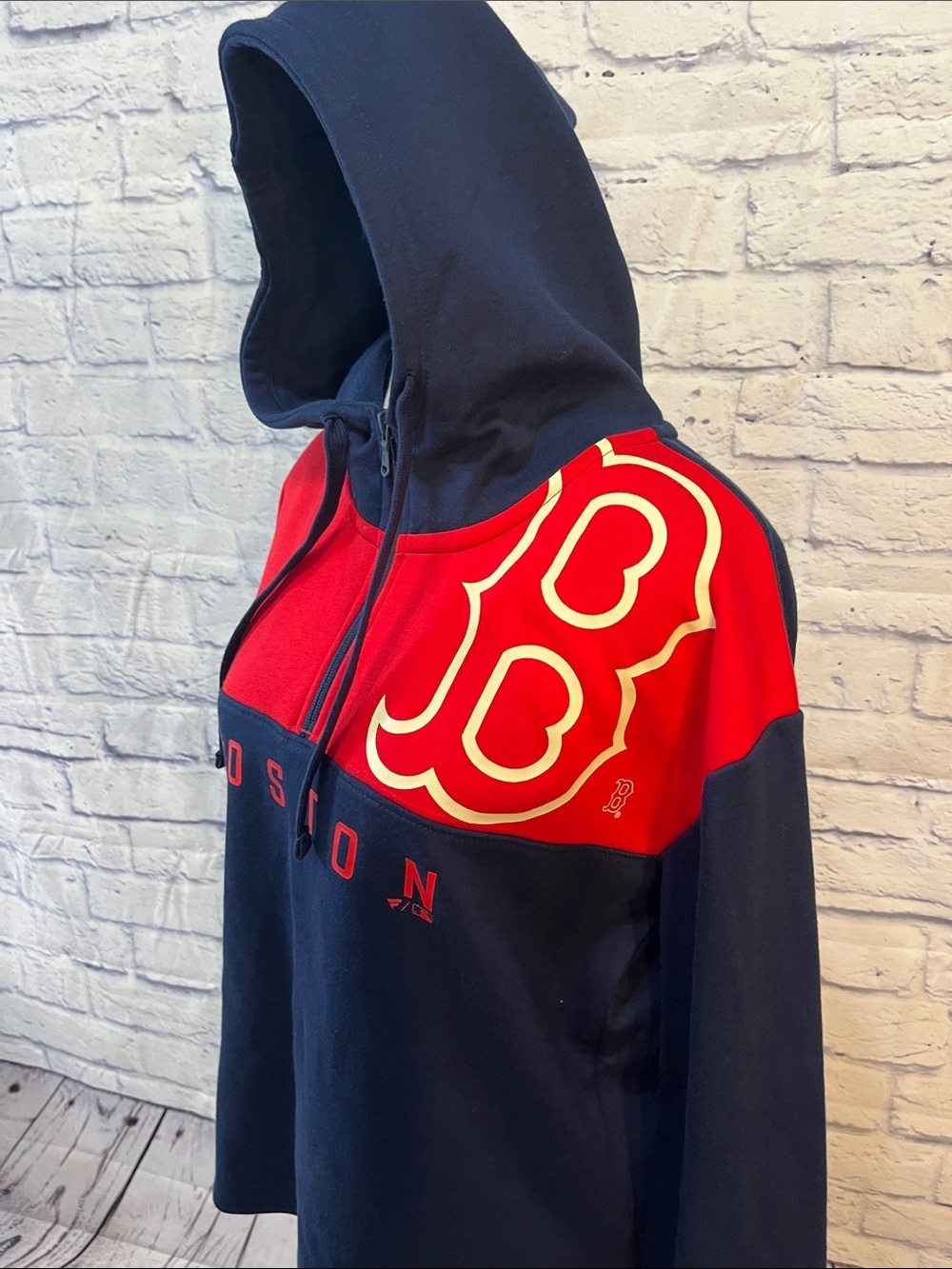 Fanatics Boston Red Sox Quarter Zip Hoodie Baseball Size Medium Fleece Lined - Picture 3 of 12